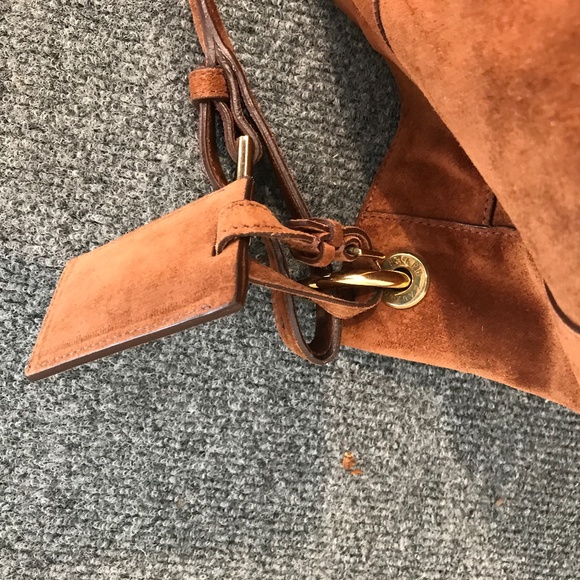 RALPH LAUREN COLLECTION LUXURY CHESTNUT SUEDE BUCKET BAG - Picture 8 of 12